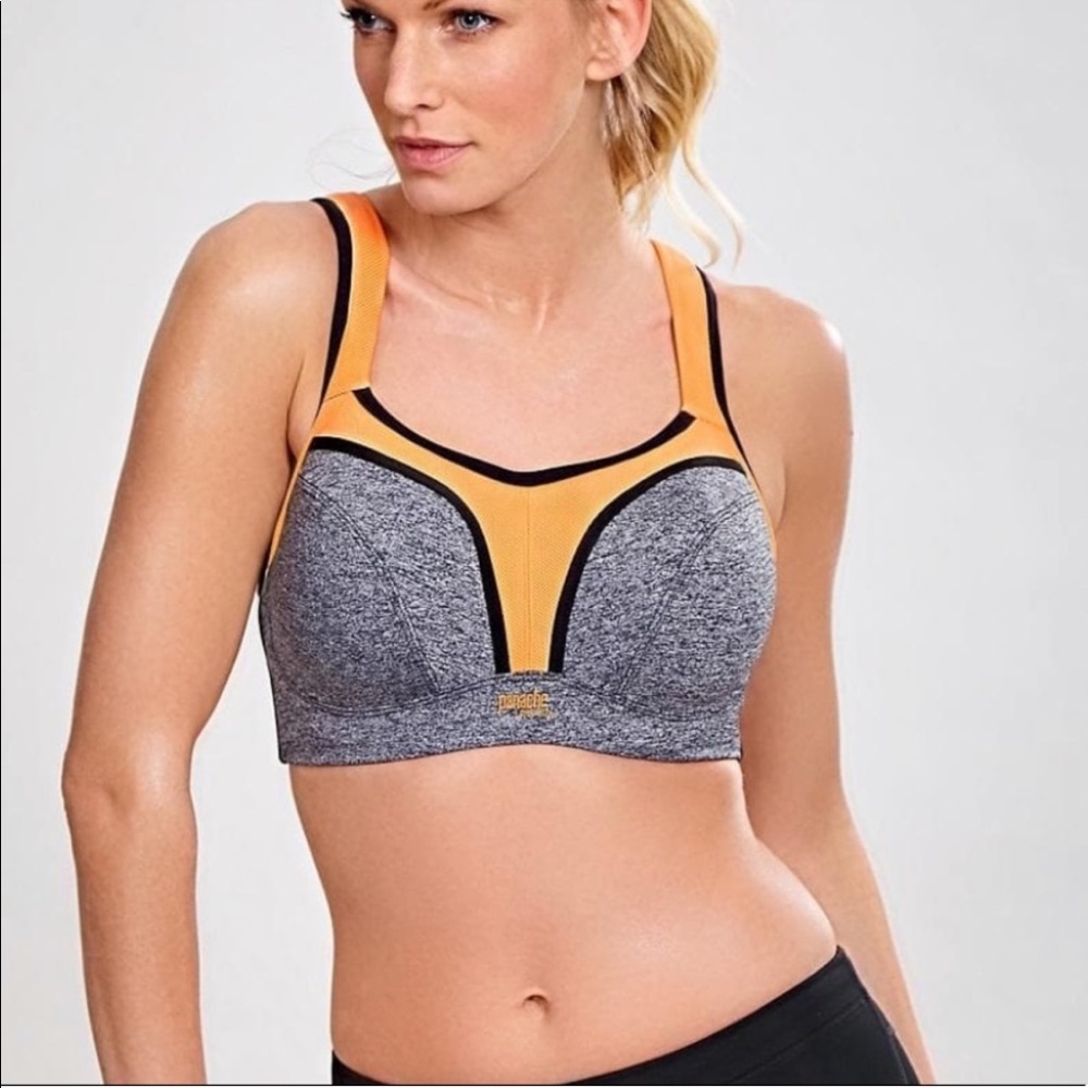 Panache 5021 Grey/Mango ConvertibleUnderwire Sports Bra Size 38G